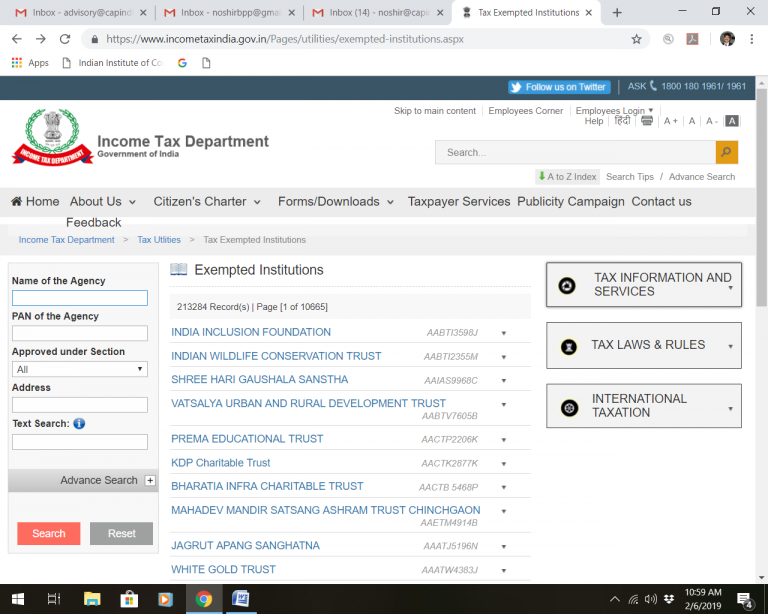 Check your tax exemption status online Centre For Advancement of
